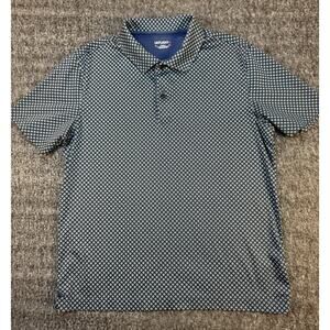 Mens Untuckit Navy Geometric Square Print Polo Shirt Size Small